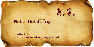 Metz Hetény névjegykártya